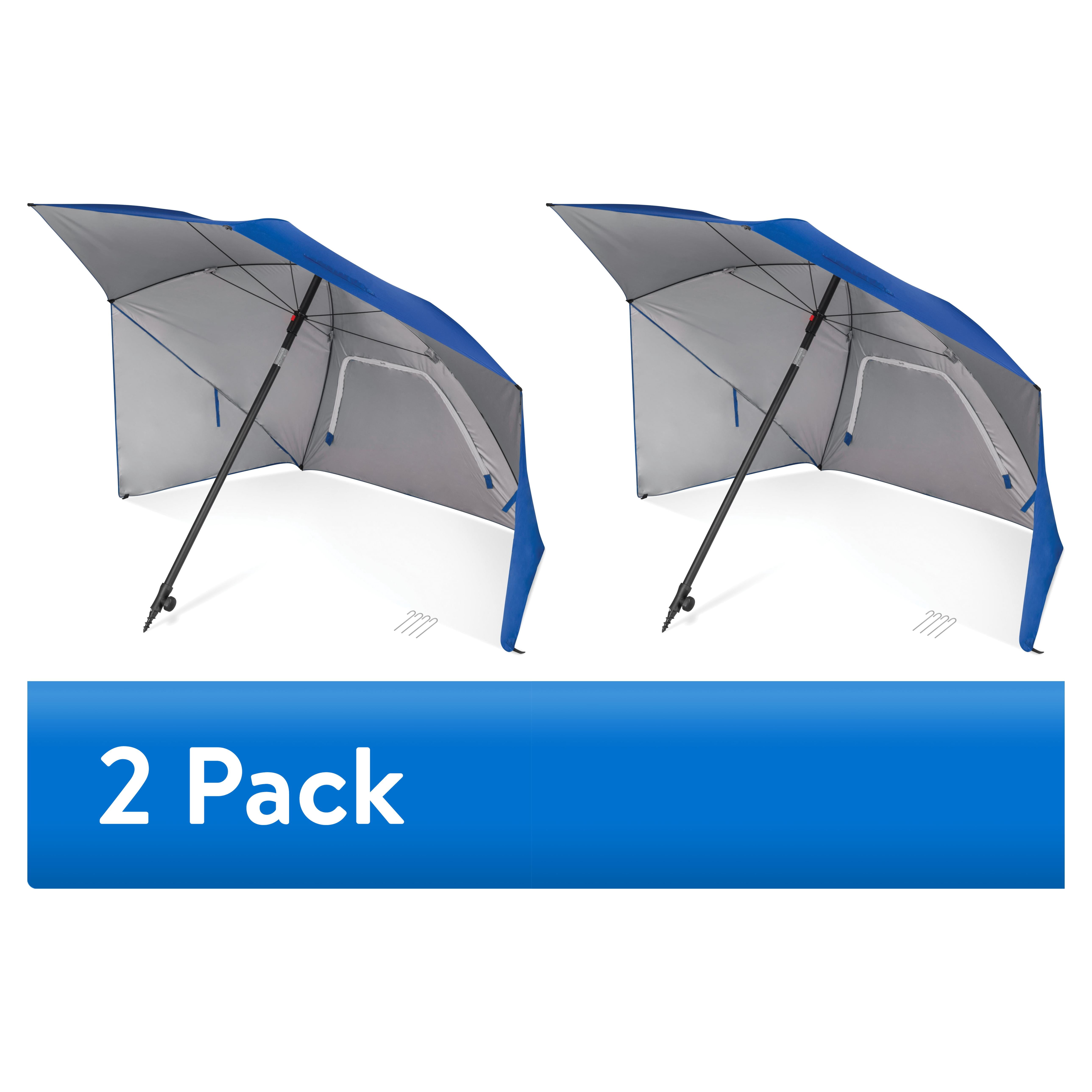 (2 pack) Blue Sport-Brella Ultra 8' Portable All-Weather and Sun Umbrella with Carry Bag