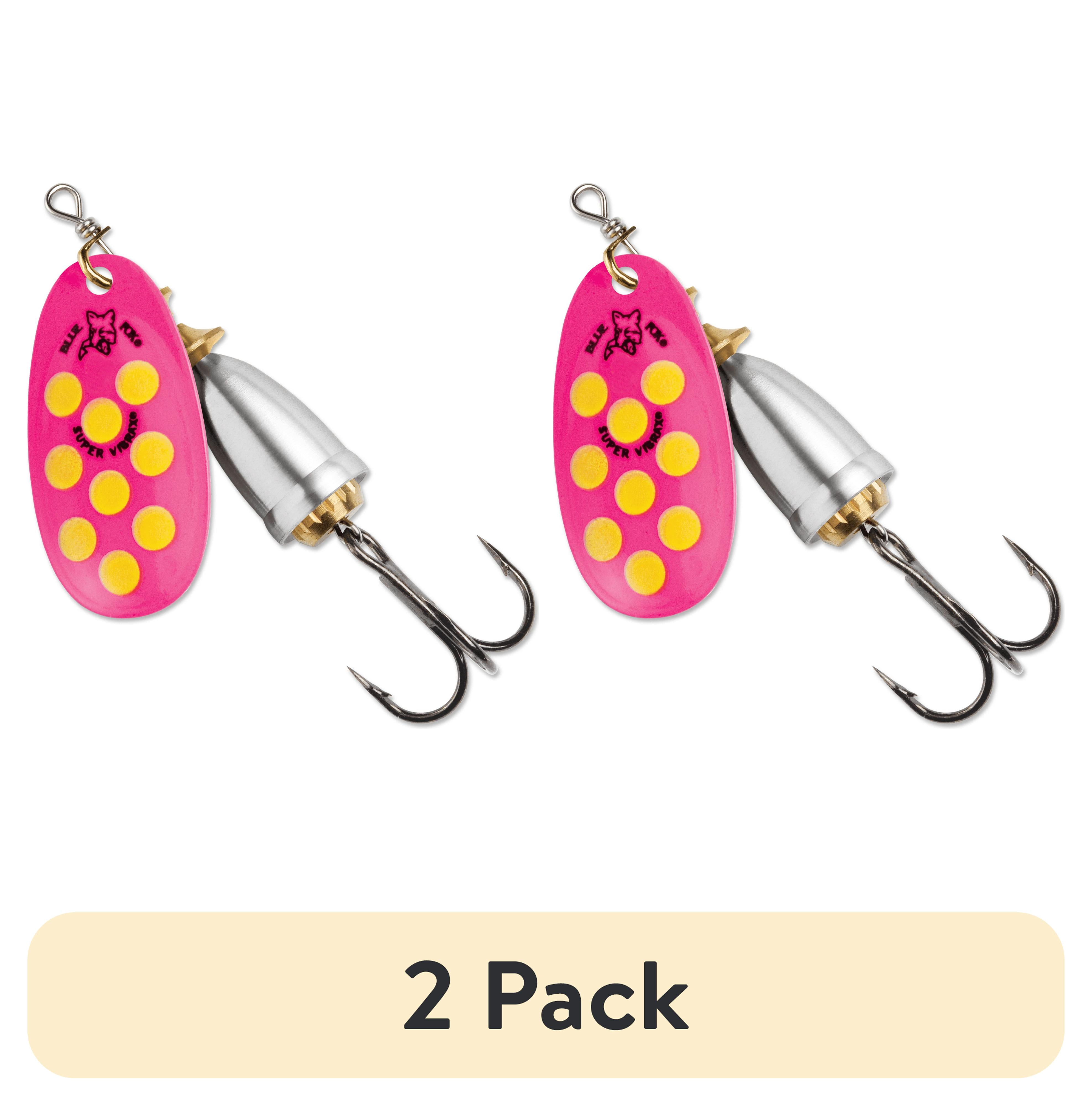 (2 pack) Blue Fox Classic Vibrax Size 4 Inline Spinner Lure 3/8 oz Hot Pink/Flo Yellow/Silver