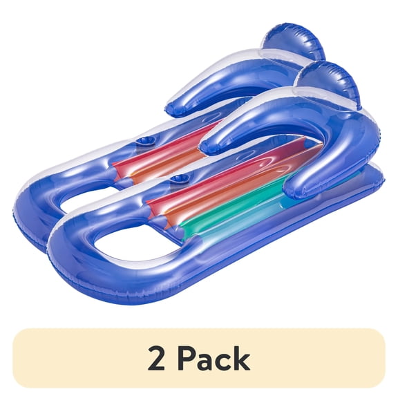 (2 pack) Bluescape Deluxe Lounge, Inflatable Pool Float, Blue, Age 14 & up, Unisex