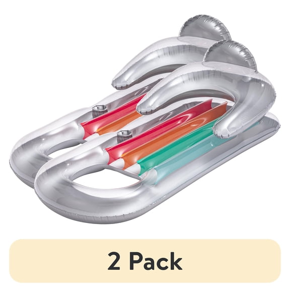 (2 pack) Bluescape Deluxe Lounge, Inflatable Pool Float, Silver, Age 14 & up, Unisex