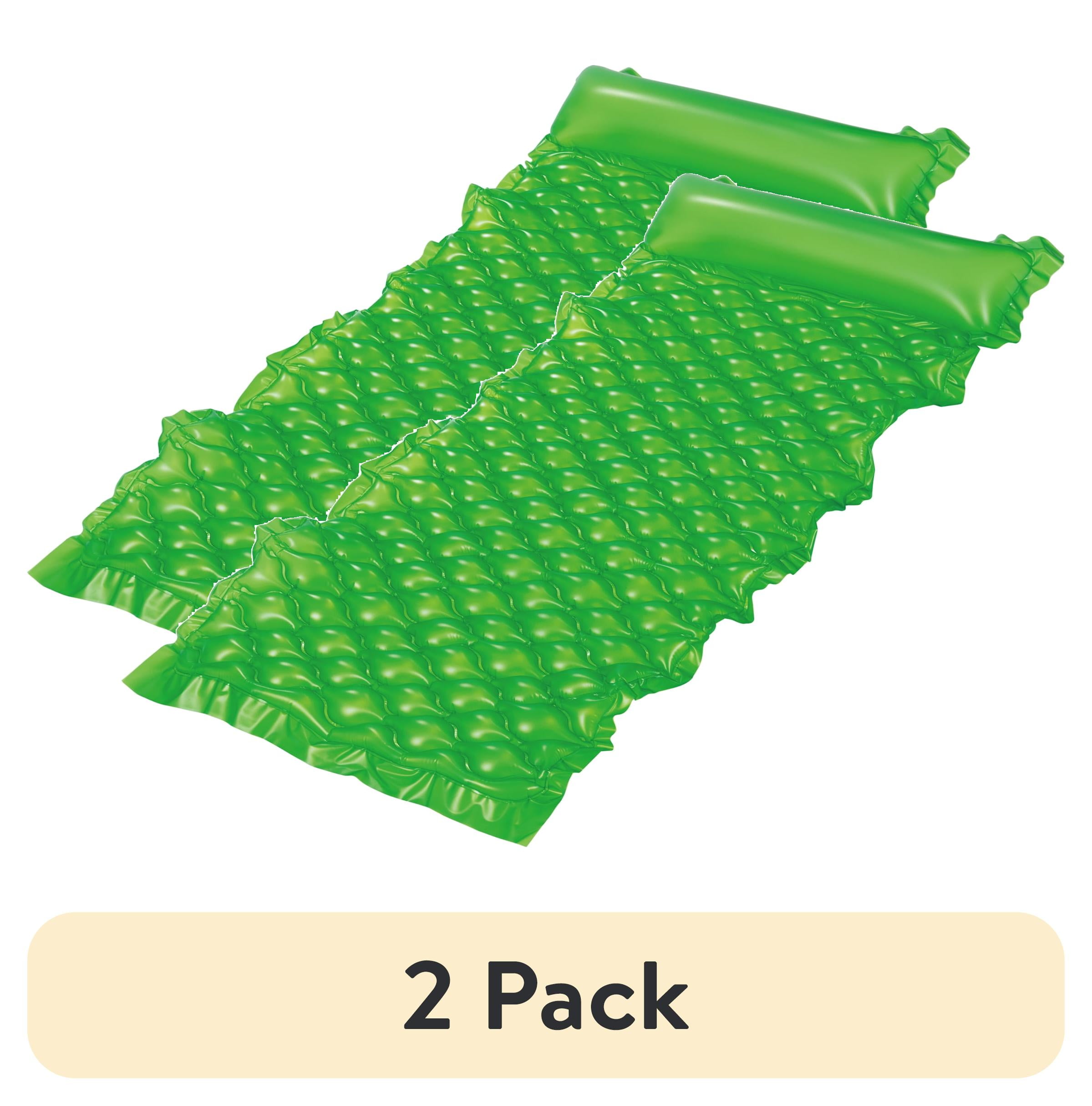 (2 pack) Bluescape Green Neon Inflatable Comfort Mat Pool Float, Age 14 & up, Unisex