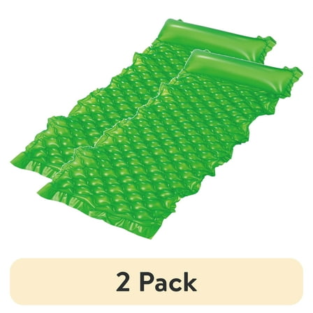 (2 pack) Bluescape Green Neon Comfort Inflatable Water Mat, Pool Float, Age 14 & up, Unisex