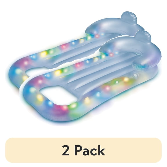 (2 pack) Bluescape LED Pool Lounge – Inflatable Light-Up Floating Lounger with Waterproof Color-Changing LEDs