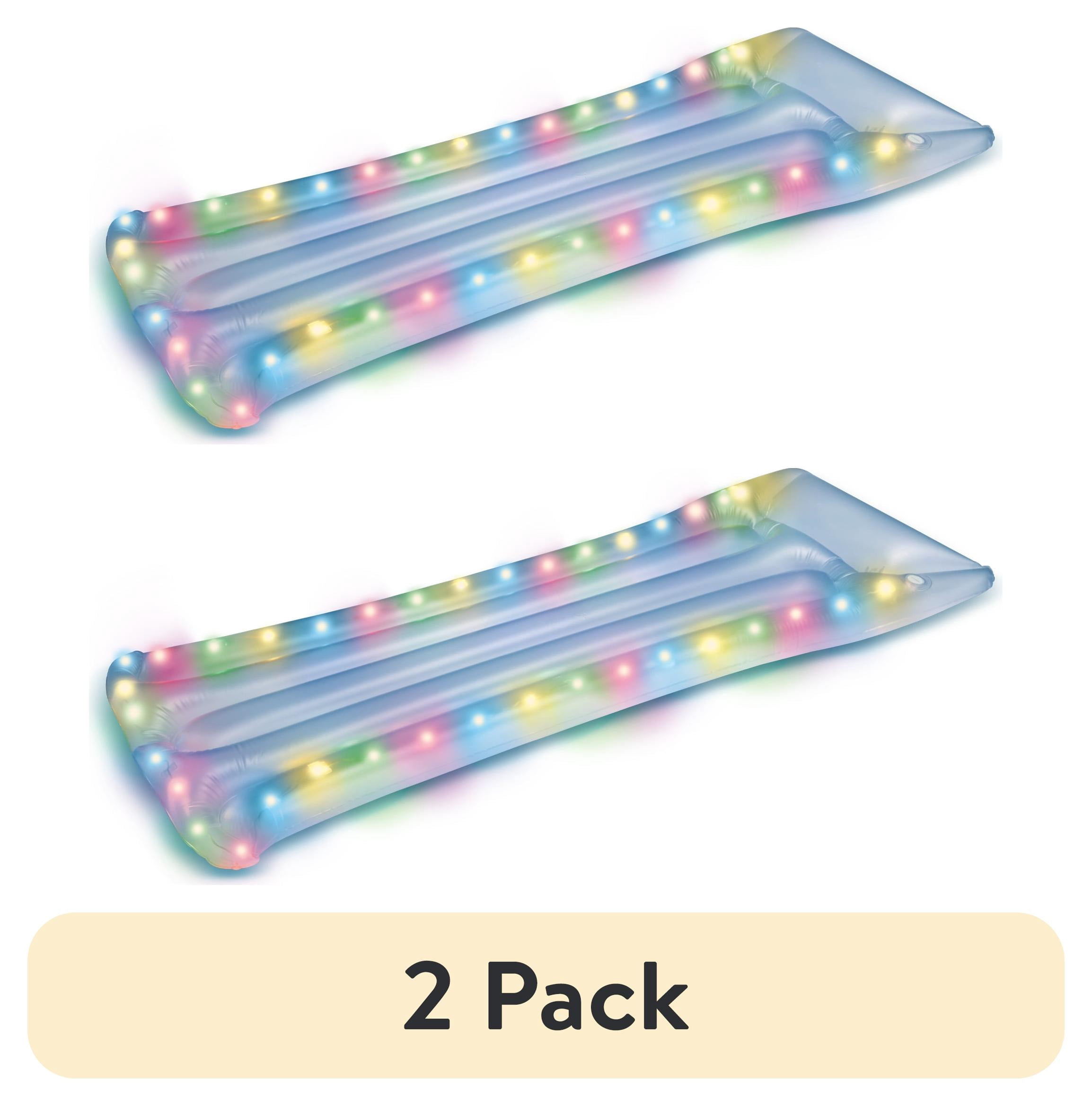 (2 pack) Bluescape LED Pool Raft – Inflatable Color-Changing LED Light-Up Pool Float, Waterproof Lounge Raft