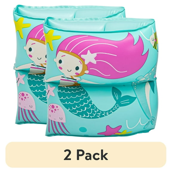 (2 pack) Bluescape Mermaid Inflatable Printed Kids Armbands for Swimming and Floating, Ages 3 to 6, Unisex