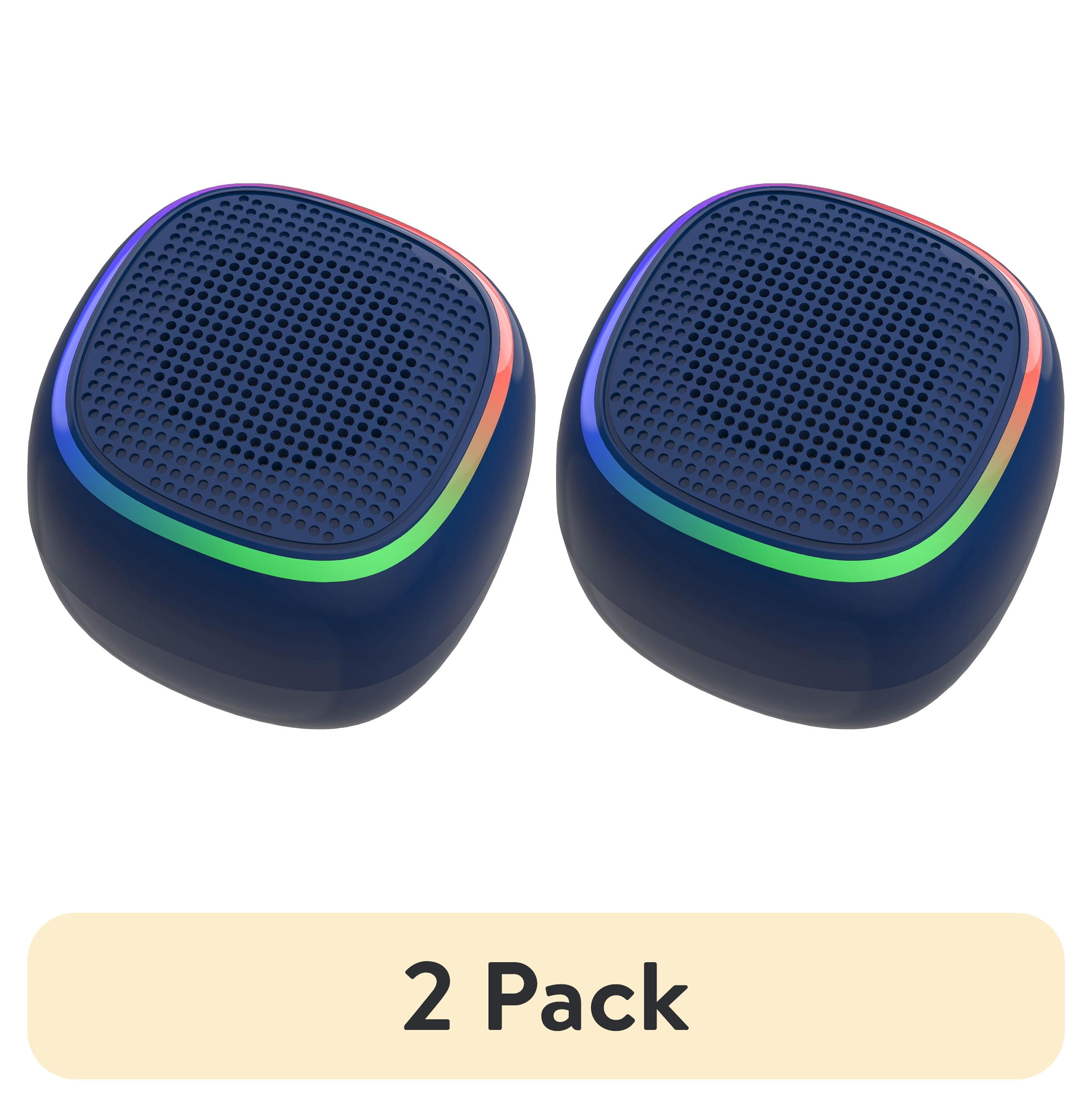 (2 pack) Bluescape Mini Portable Bluetooth Speaker, IPX7 Waterproof Wireless Speaker, Black with LED Lights