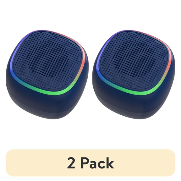 (2 pack) Bluescape Mini Portable Bluetooth Speaker, IPX7 Waterproof Wireless Speaker, Black with LED Lights