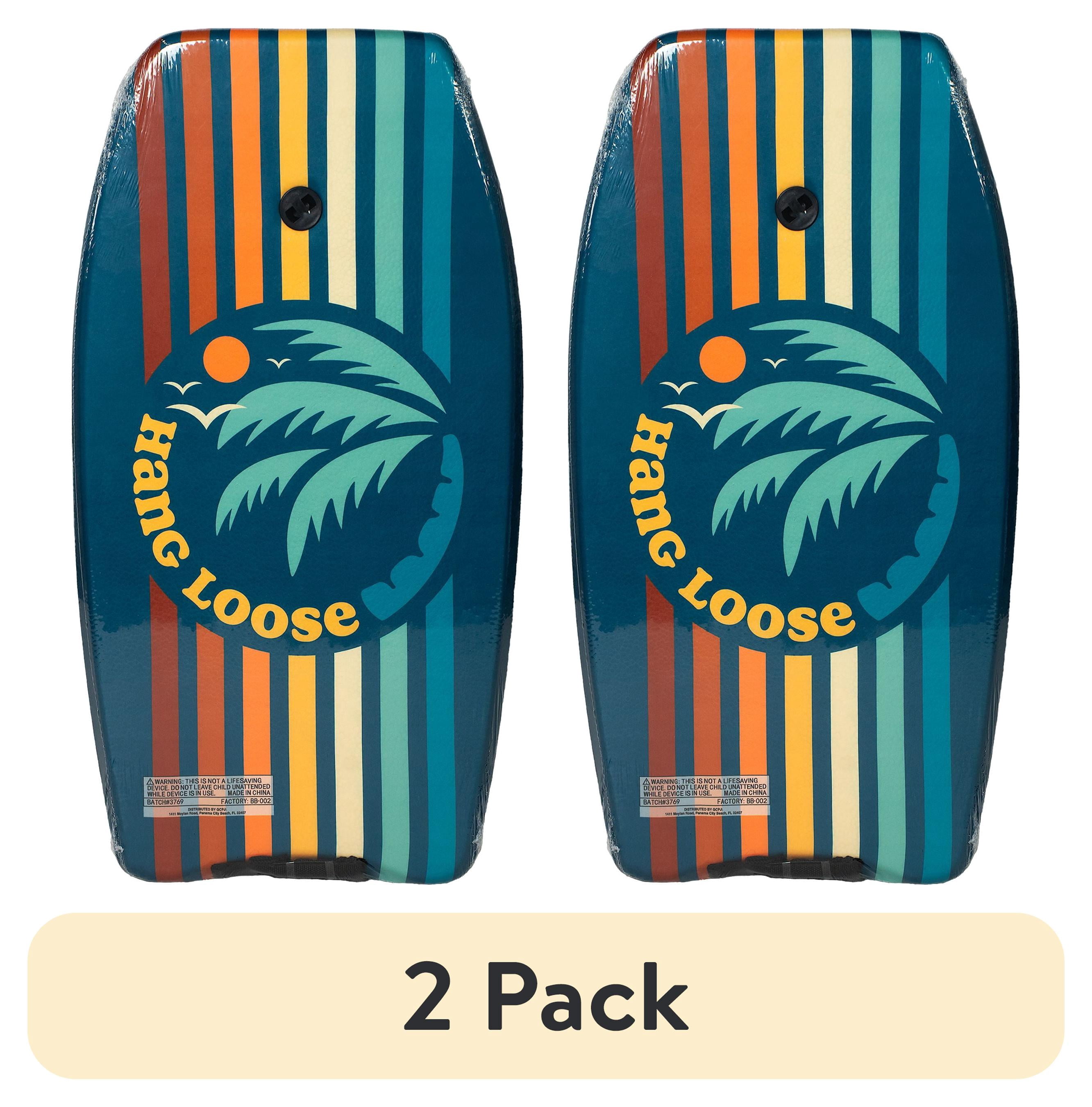 (2 pack) Bluewater Beach 33" Foam Bodyboard with Leash, 95-125 lbs., Hang Loose Print