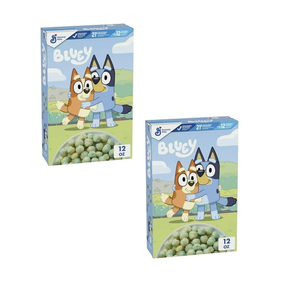 (2 pack) Bluey Cereal, Crispy Corn Cereal Puffs, Made with Whole Grain, 12 oz