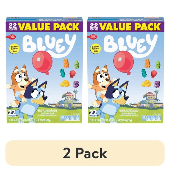 (2 pack) Bluey Gluten Free Assorted Fruit Flavored Snacks (22 Pouches)