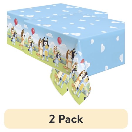 (2 pack) Bluey Rectangular Plastic Table Cover, 54" x 84 - Short Fold