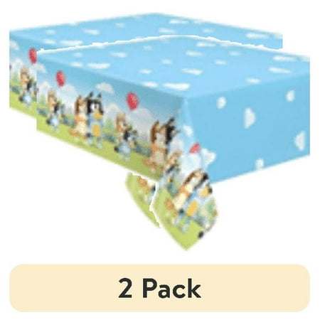 (2 pack) Bluey Rectangular Plastic Table Cover, 54" x 84 - Short Fold