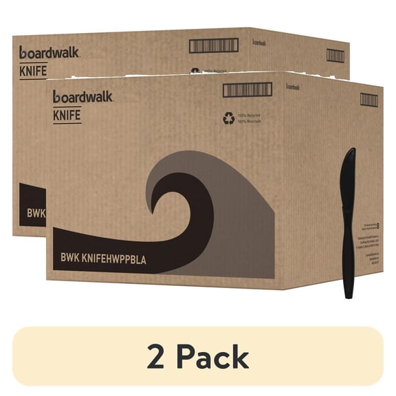 Boardwalk Heavyweight Polypropylene Cutlery, Knife, Black, 1000/Carton