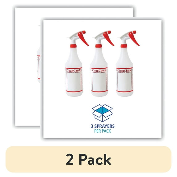 (2 pack) Boardwalk Trigger Spray Bottle, 32 Ounce, Clear and Red, HDPE, 3/Pack