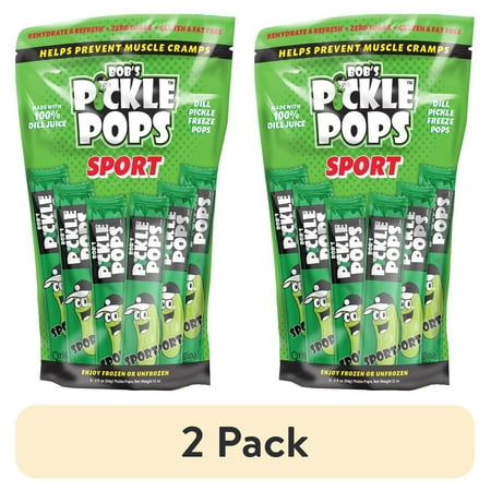 (2 pack) Bob's Pickle Pops, serving size 2 oz, 6 Count, easy tear open pouch