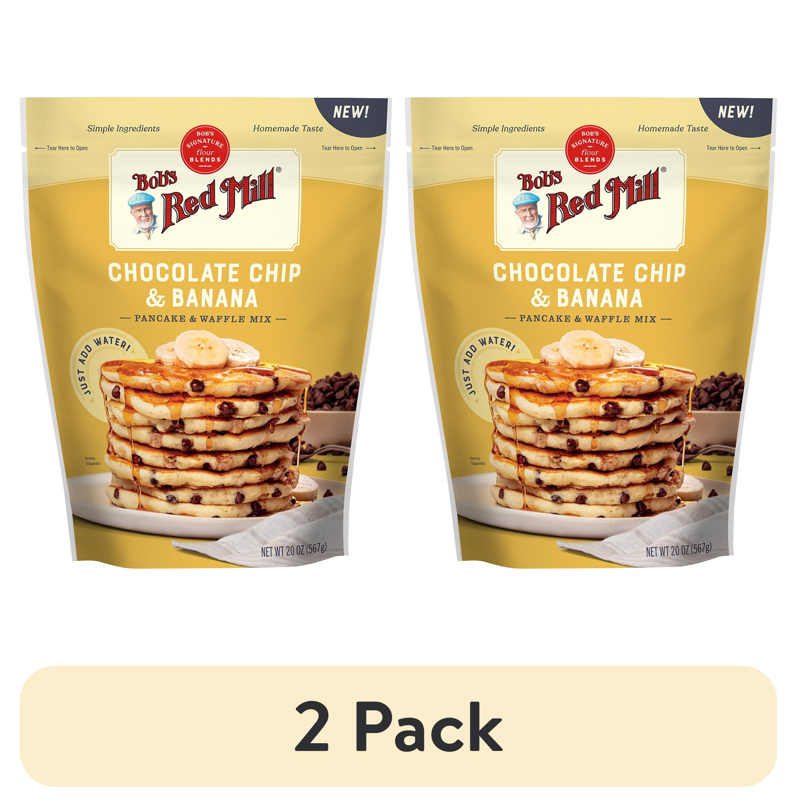 (2 pack) Bob's Red Mill Chocolate Chip & Banana Pancake & Waffle Mix, 20 oz Bag