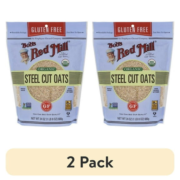 (2 pack) Bob's Red Mill Gluten Free Organic Steel Cut Oats, 24 Ounce