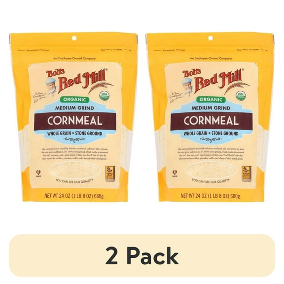 (2 pack) Bob's Red Mill Organic Medium Grind Cornmeal 24 oz Pkg