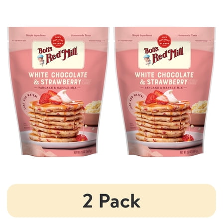 (2 pack) Bob's Red Mill White Chocolate & Strawberry Pancake & Waffle Mix 20 oz