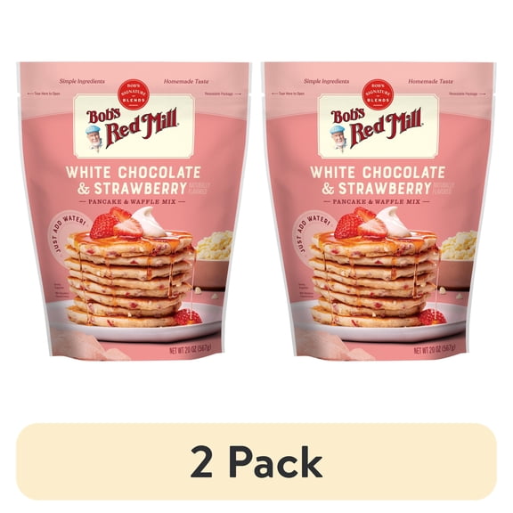 (2 pack) Bob's Red Mill White Chocolate & Strawberry Pancake & Waffle Mix 20 oz