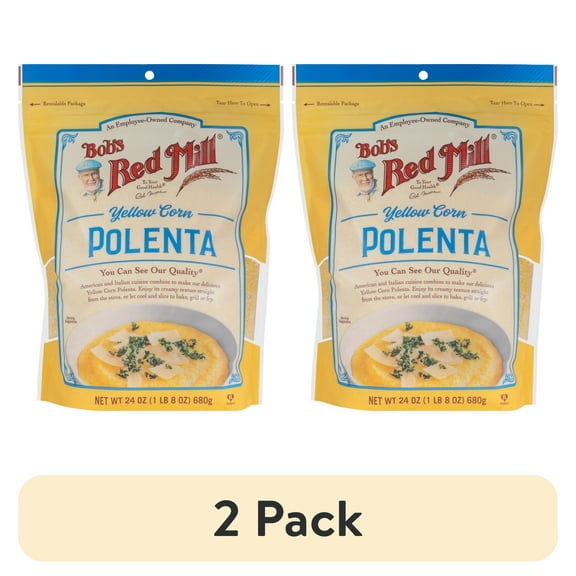 (2 pack) Bob's Red Mill Organic Yellow Corn Grits, 24 oz Resealable Bag