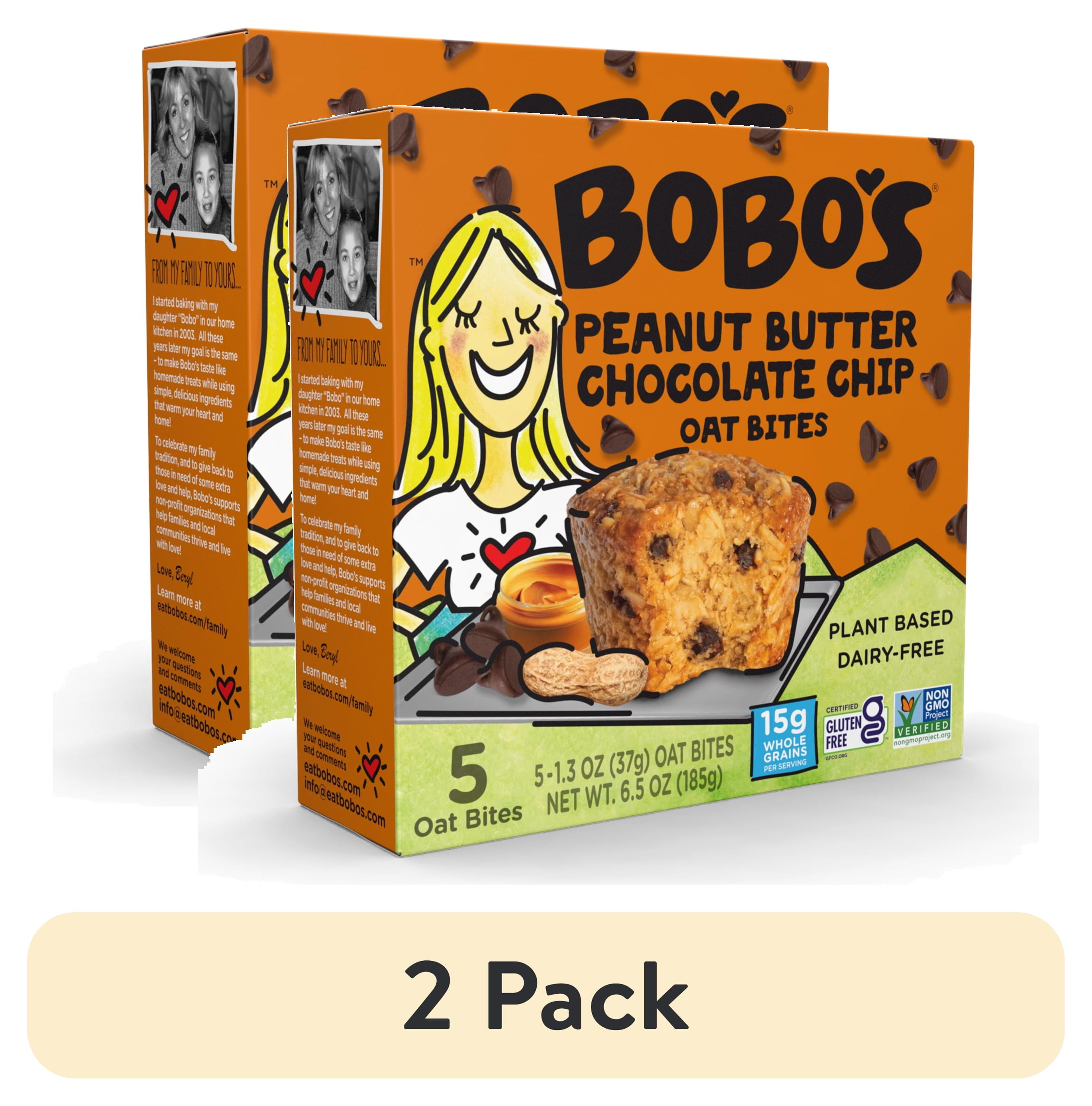 (2 pack) Bobo's Oat Bites, Peanut Butter Chocolate Chip, 5 Pack of 1.3 oz bars