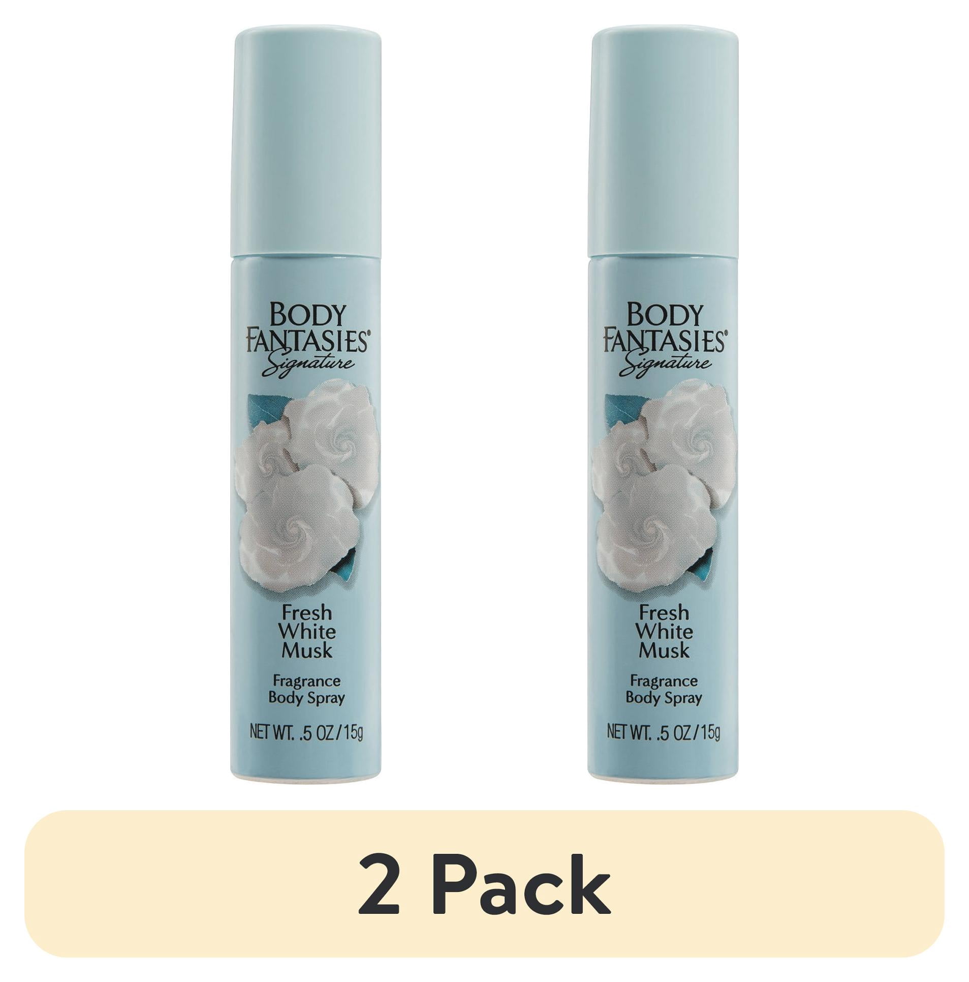 (2 pack) Body Fantasies Signature Fresh White Musk Unisex Body Spray, 0.5 fl. oz.