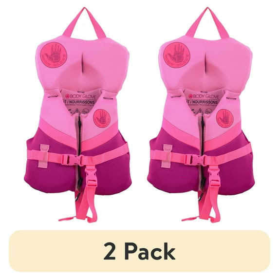 (2 pack) Body Glove Infant's Neoprene PFD Life Jacket and Vest, Girl, 20-30 lbs., Pink