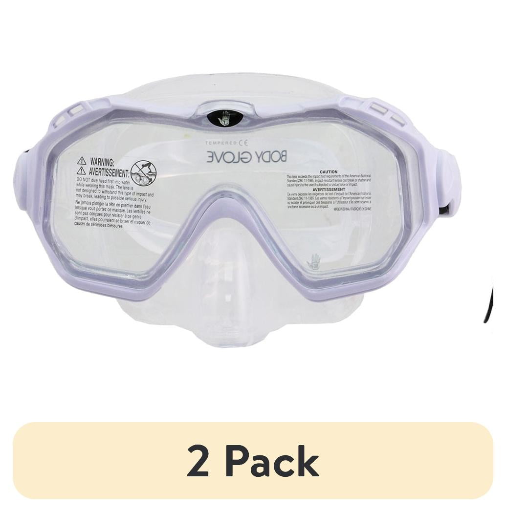 (2 pack) Body Glove Predator Adult Swimming Diving Mask and Purge Snorkel Combo, GoPro Mount on Snorkel, White