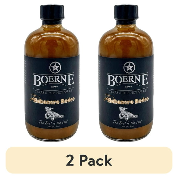 (2 pack) Boerne Habanera Rodeo Texas Style Hot Sauce Glass Bottle, 8oz
