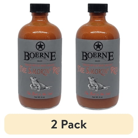 (2 pack) Boerne Brand Smokin Red Texas Style Hot Sauce Glass Bottle, 8oz