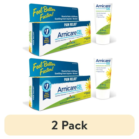 (2 pack) Boiron Arnicare Gel, Homeopathic Medicine for Pain Relief, Muscle Pain & Stiffness, Swelling from Injuries, Bruises, 2.6 oz