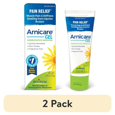 (2 pack) Boiron Arnicare Gel for Pain Relief of Joints, Muscles, and Bruises, Fragrance-free 2.6oz
