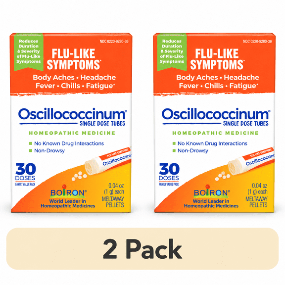 (2 pack) Boiron Oscillococcinum Homeopathic Medicine for Flu-like Symptoms, 30 Count