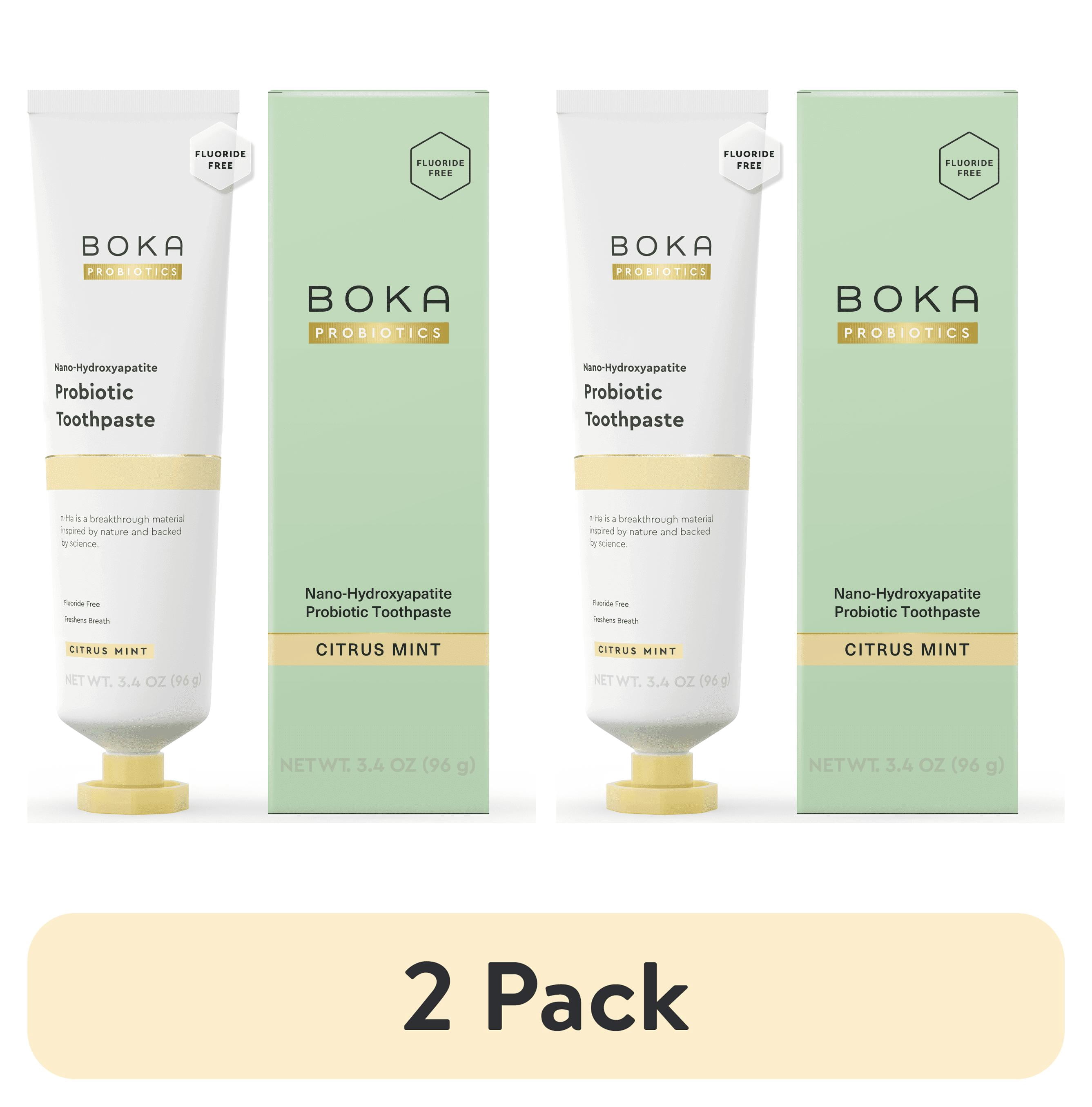 (2 pack) Boka Probiotic Toothpaste, Nano Hydroxyapatite Toothpaste, Fluoride Free, Dental Probiotics, Citrus Mint, 3.4oz