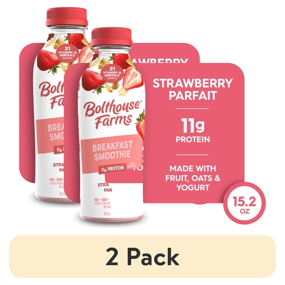 (2 pack) Bolthouse Farms Fruit Smoothie, Strawberry Parfait, 15.2 fl ...