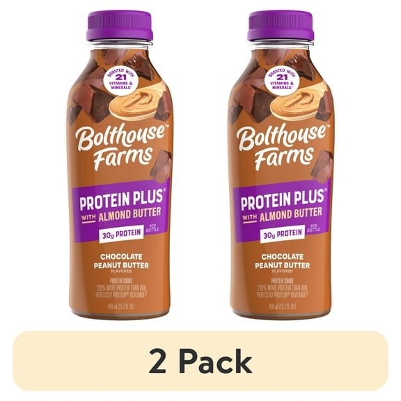(2 pack) Bolthouse Farms Protein Shake Smoothie, Protein Plus Chocolate Peanut Butter, 15.2 fl. oz.