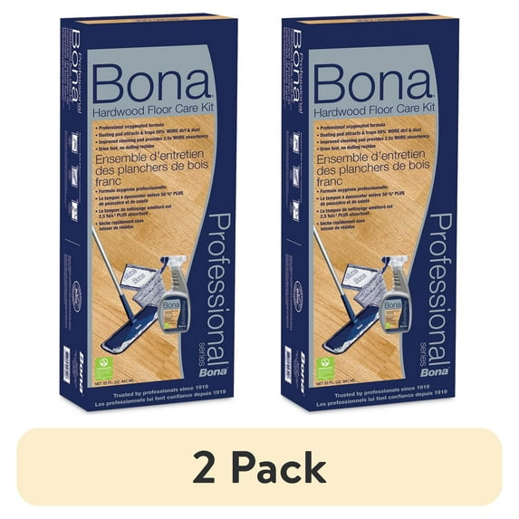 (2 pack) Bona Hardwood Floor Care Kit 15" Head 52" Handle WM710013398