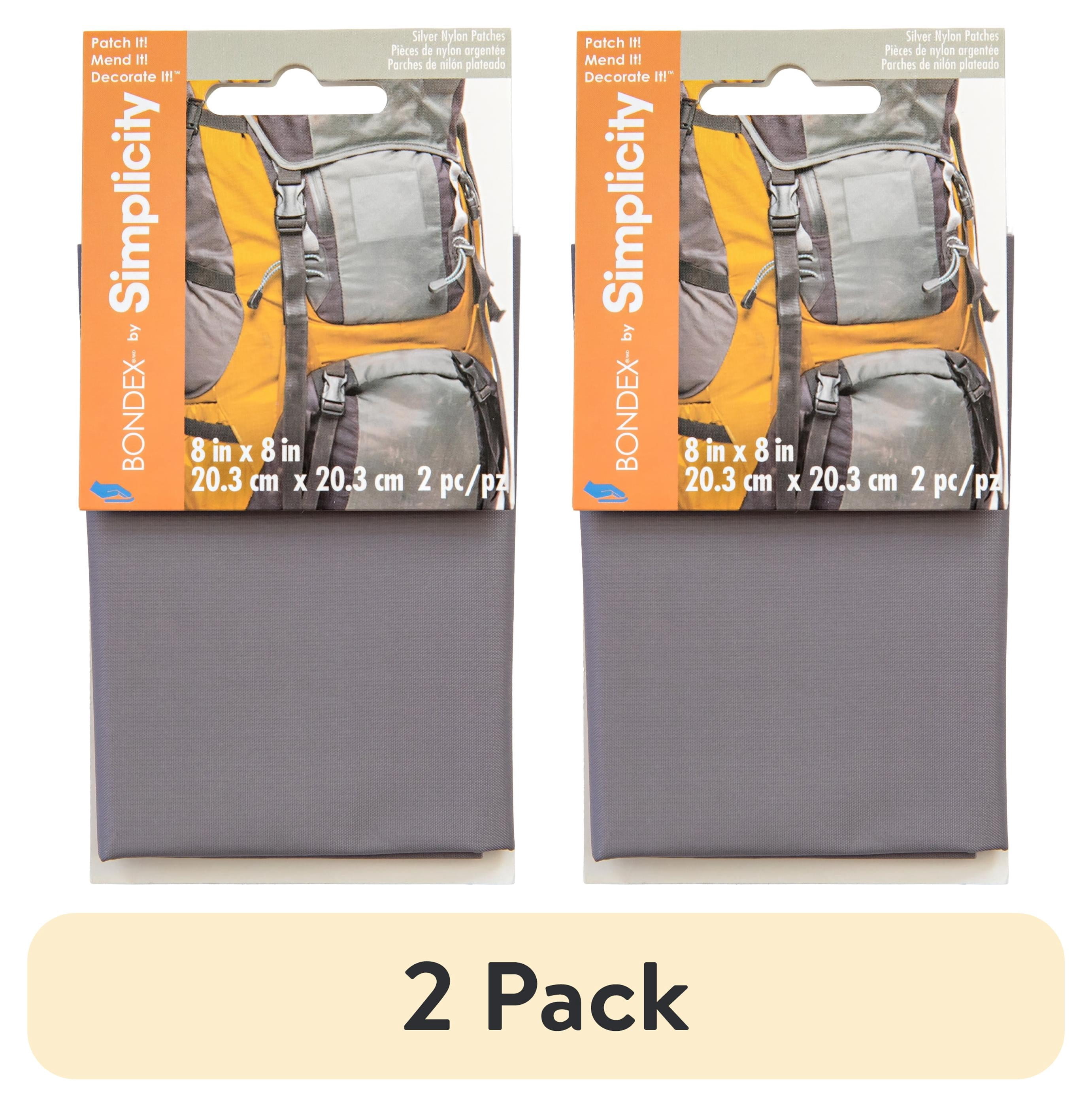 (2 pack) Bondex Patches, Silver 8"x8" Peel and Stick Nylon Bondex Patches Used to Mend Rips and Holes on Apparel, 2 Pieces