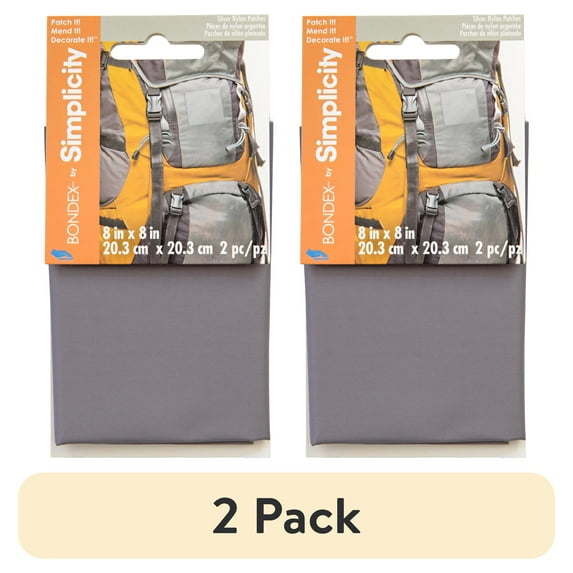 (2 pack) Bondex Patches, Silver 8"x8" Peel and Stick Nylon Bondex Patches Used to Mend Rips and Holes on Apparel, 2 Pieces