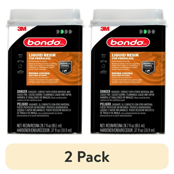 (2 pack) Bondo Fiberglass Resin, 00402, 0.9 Quart