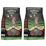 (2 pack) Bones Coffee Company Highland Grog Whole Coffee Beans Butterscotch Caramel Flavor, Low Acid Flavored Coffee Made with Arabica Coffee Beans, Medium Roast Coffee, Coffee Lover Gift Ideas (12 oz)