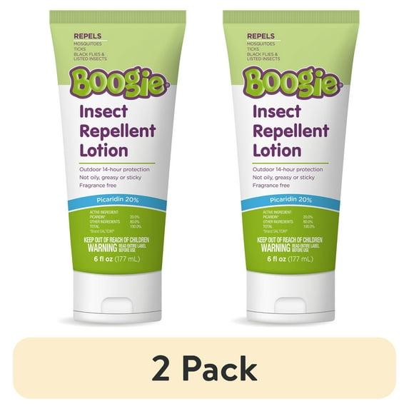 (2 pack) Boogie Insect Repellent Lotion, Fragrance-Free, 6 fl oz