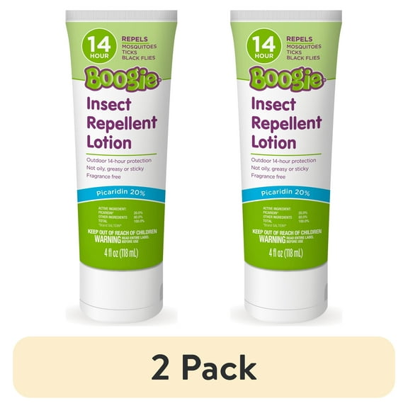 (2 pack) Boogie Insect Repellent Lotion, Repels Mosquitos, Ticks, Black Flies & More, Unscented, 4 fl oz