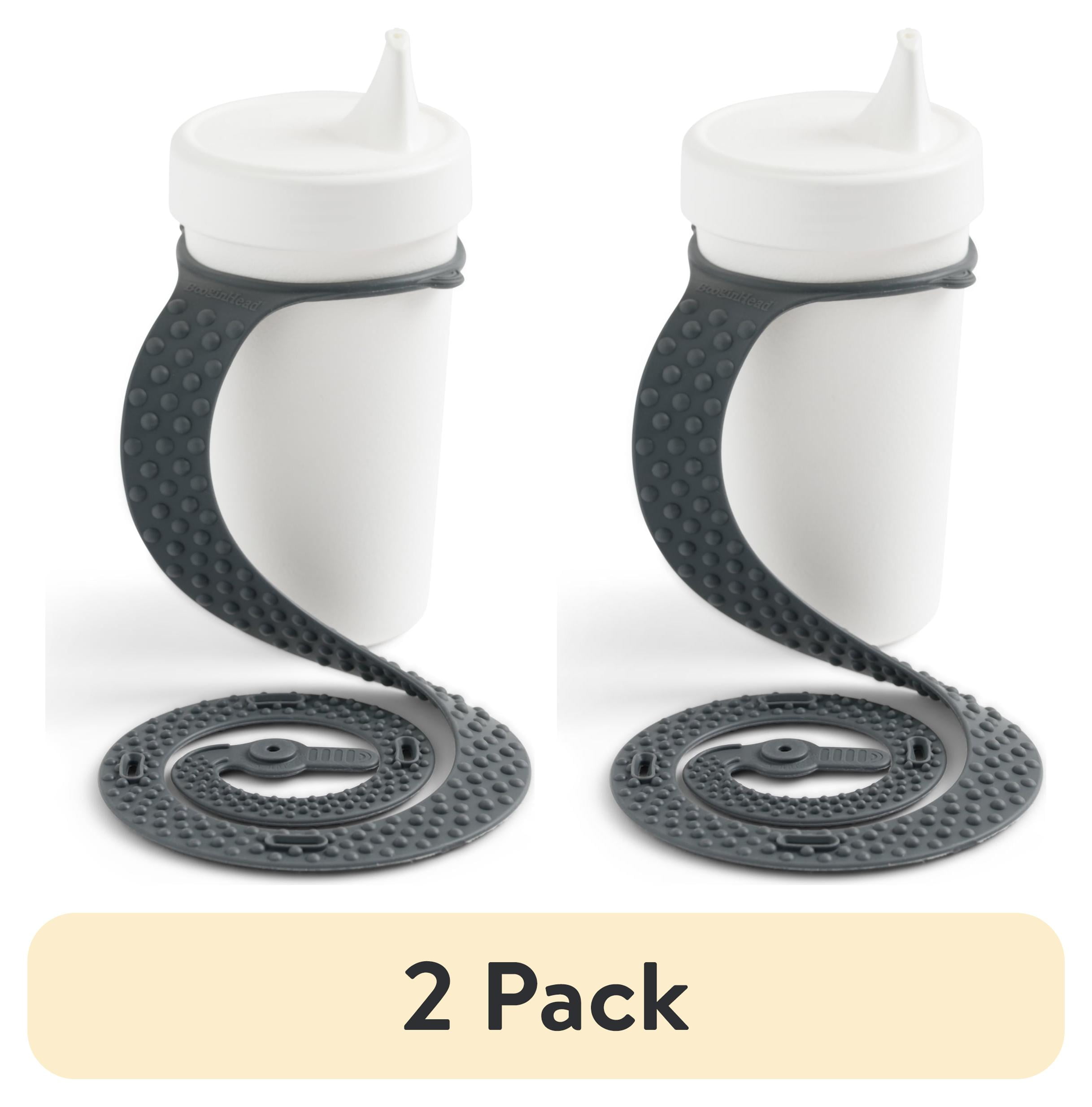 (2 pack) BooginHead Silicone SippiGrip Sippy Cup Holder, Infant Toddler Boys and Girls, Charcoal Gray