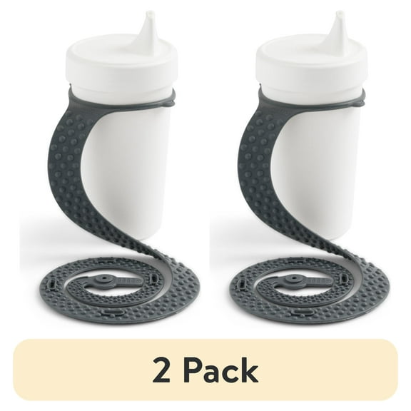 (2 pack) BooginHead Silicone SippiGrip Sippy Cup Holder, Infant Toddler Boys and Girls, Charcoal Gray