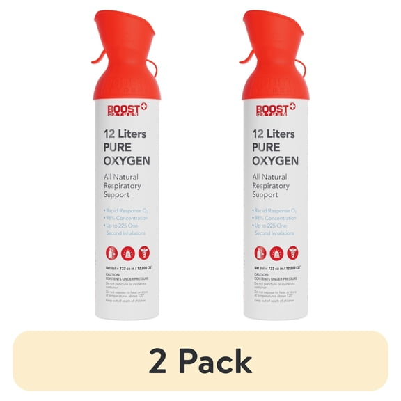 (2 pack) Boost Oxygen Rapid Response Portable Canned Oxygen, Natural, 12L