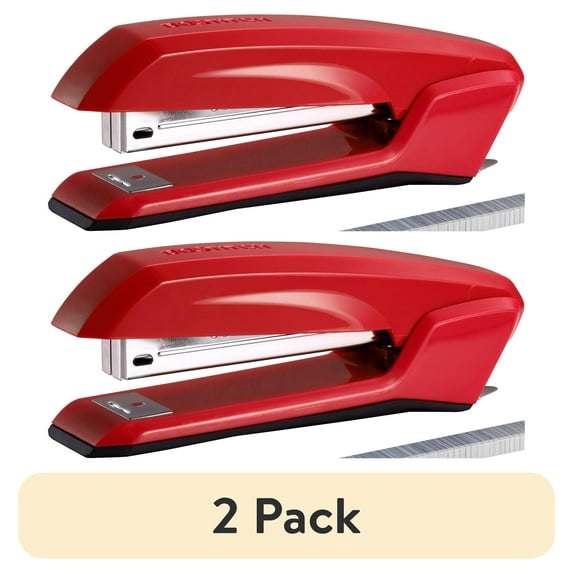 (2 pack) Bostitch Ascend Antimicrobial Stapler with Integrated Staple Remover and Staple Storage (B210R-RED)