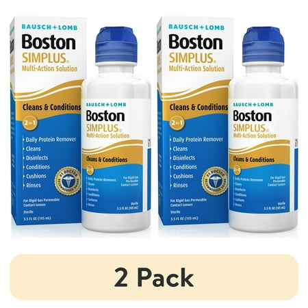 (2 pack) Boston SIMPLUS Multi-Action Contact Lens Saline Solution and Cleaner for Rigid Gas Permeable Lenses, 3.5 fl oz