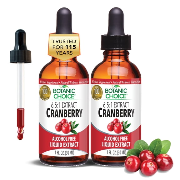 (2 pack) Botanic Choice Cranberry Liquid Extract, Historic Urinary Tract Wellness Supplement for Women, 1 Fl. Oz